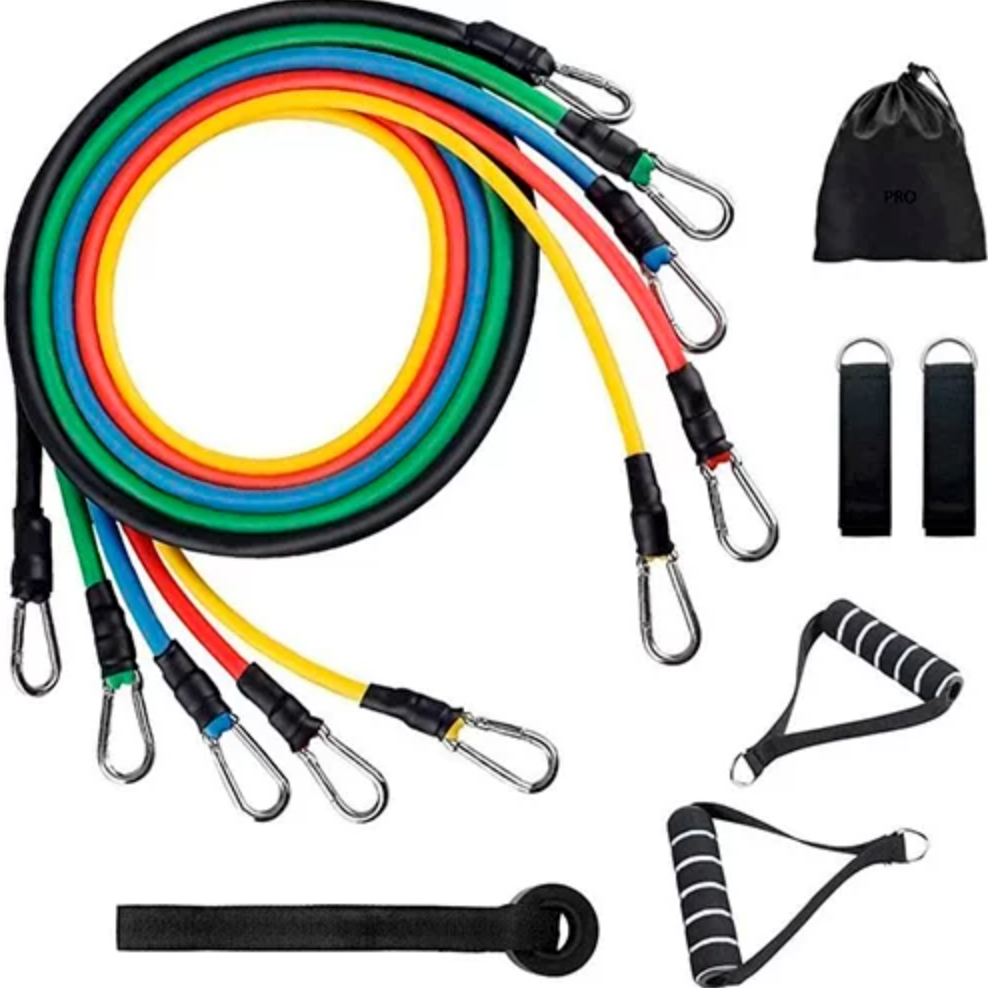 SuperKit 11 Piezas | Combo Bandas Elásticas Tubulares + Guía Ejercicios