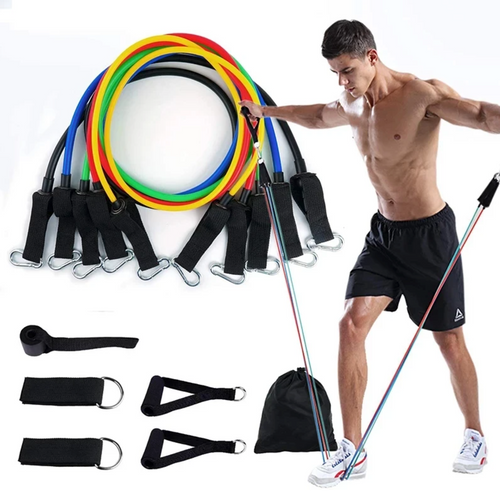 SuperKit 11 Piezas | Combo Bandas Elásticas Tubulares + Guía Ejercicios